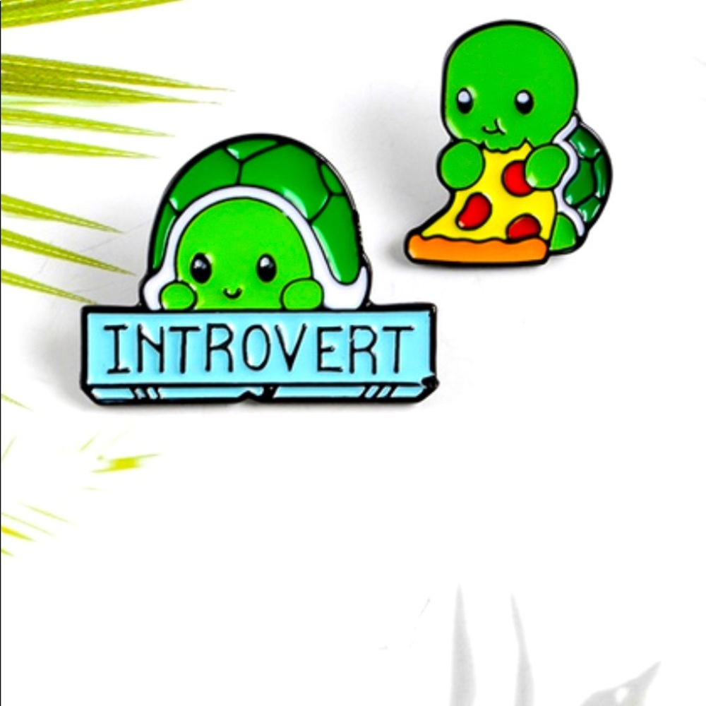 Introvert Pizza loving turtle pins.